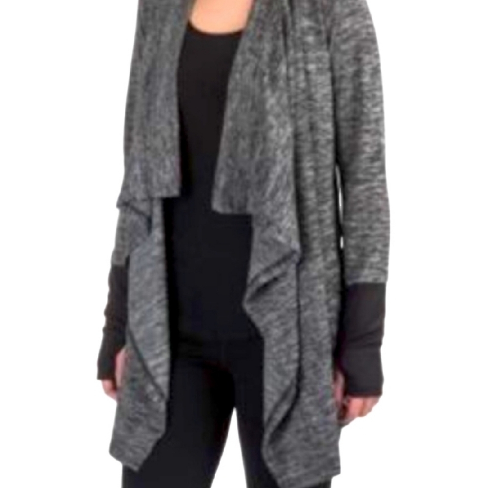 Reebok's RBX Hacci Fly Away Long Sleeve Cardigan Black/Greys -Sz XL
